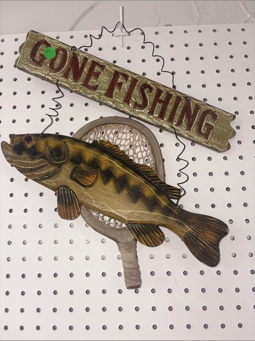 Gone Fishing Wall Decor Sign - Brown Fish Accent